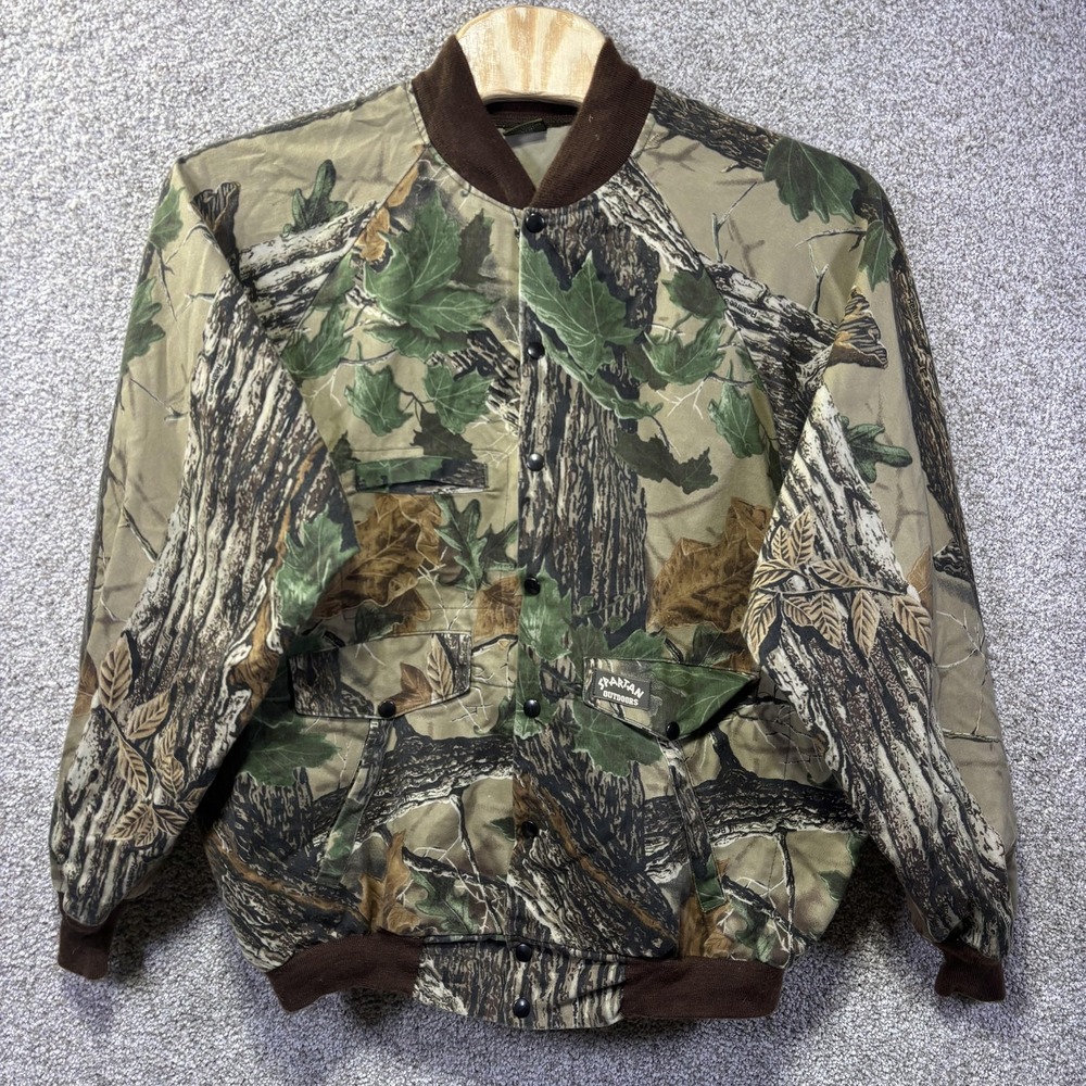 Spartan Jacket Mens 3XL Brown Camo Bomber Canvas Snap Front Hunting Realtree USA
